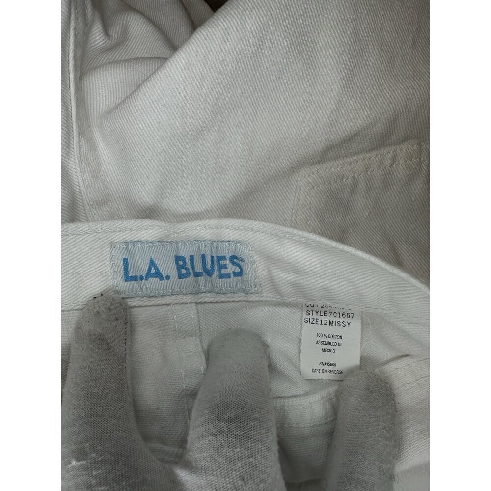 Vintage 90's LA Blues White Sz 12 Missy High Rise Cuffed Shorts - Picture 6 of 7